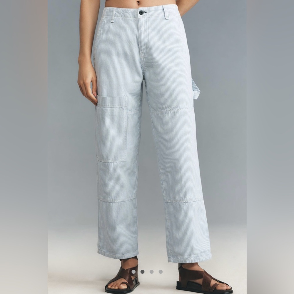 NEW ASKK NY CARPENTER PANT IN BLUE STRIPE SZ 26